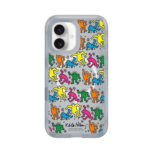 Coque iPhone 16 MagSafe RhinoShield Keith Haring antichoc gris