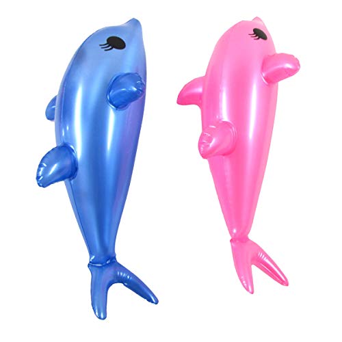 Treasure Gurus 2Pc Inflatable Pink Blue Dolphin Set Swim Pool Water Float Blow Toy Party Decor Floaties #TOP2