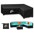 Kipiea Patio L-Shaped Sectional Sofa Cover, 420D Heavy-Duty Oxford Fabric Outdoor Sectional Cover with 6 Windproof Buckles, Anti UV and No Tears, No Fading (114Lx88Lx33.5Dx31H/24H inch)