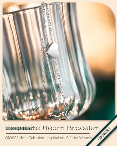 Image of Dainty Heart Bracelet Jewelry for Women Teens, Inspirational Gifts Ideas for Birthday Graduation Mothers Day