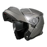 ANYPASS 950 Casque Moto Modulable, Double Visière UV, Homologué ECE 22.06, pour Homme et Femme, Taille S XXL (Gris métallique, XL)