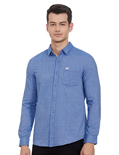 Lee Men’S Solid Slim Shirt (Lmsh001554_Blue Small)
