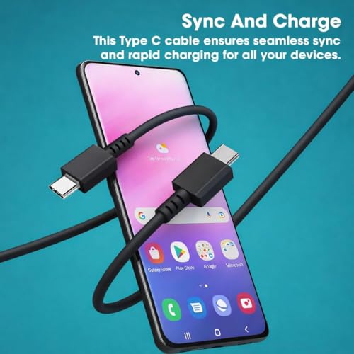 Image of Samsung 45W USB C to Type C,3.3FT Fast Charging Cable High Speed Data Transfer Compatible with Samsung Galaxy M35 /M15 /F15 /A15 /A14 /M14 /F14 /M34 /F34 /A34 /A54 /S21 Fe /S22 /S23 /S24 /S25 Plus Ultra,Tablet