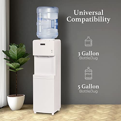 Igloo Hot & Cold Top-Loading Water Dispenser, Holds 3 & 5 Gallon Bottles, Water Dispenser With Child Safety Lock For Homes, Kitchens, Offices, Dorms, White #TOP1