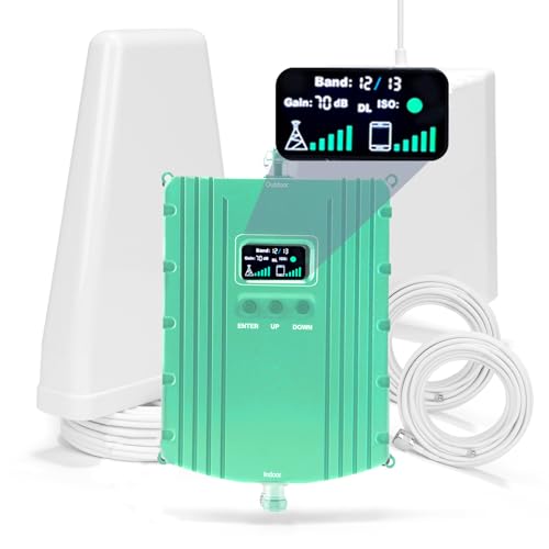 Cell Phone Booster for Home & Office,Up to 5500Sq Ft,Cell Phone Signal Booster for Band 2/25 / 4/66 / 5/12 / 17/13 with All U.S. Carriers,Boosts 5G 4G LTE, FCC Approved (Cyan)