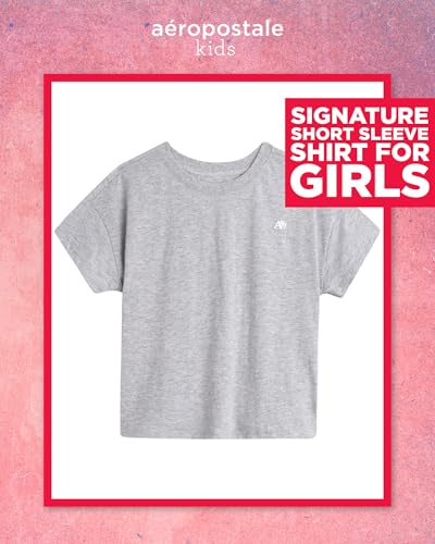 Image of Girls T Shirts - Soft Cotton Blend Short Sleeve Cute Graphic Tees - Classic Crewneck Logo Tee Girls Shirts (Sizes: 4-16), Size 7-8, Light Grey