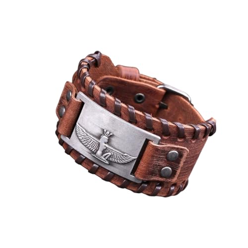 PFAMVIHNIEH New For Trendy 2025 Goddess Isis Leather Bracelet Egyptian Ancient Symbols Protection Amulet Punk Men Women Wristband Religious Gift Jewelry Fashion Accessories Creative Gift