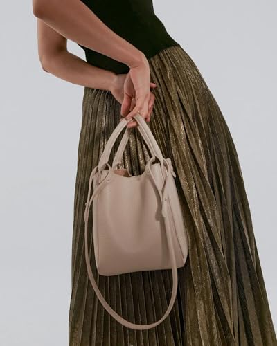 Image of NEWBELLA Women's Hobo Handbags - Soft PU Leather Shoulder Tote Purses with Zipper for Stylish and Functional Everyday Use (Beige-Bucket)
