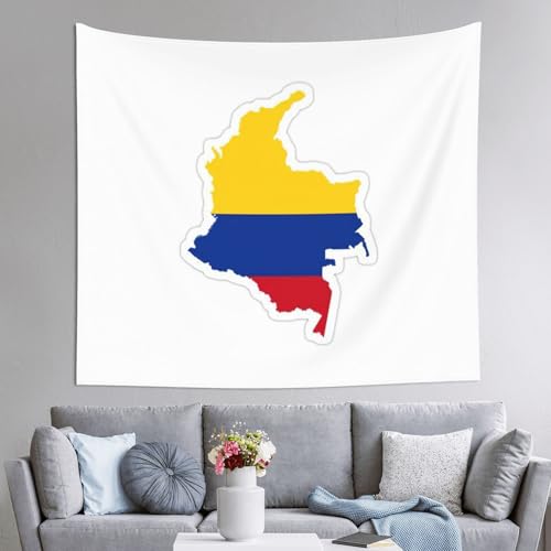 Tapiz con mapa de Colombia DUWAA de 60x51 pulgadas para colgar en la pared