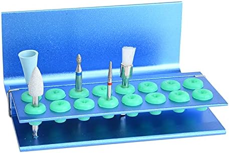 2Pcs 16 Holes Dental Burs Holder Autoclavable Block with Silicon Cover Placing FG RA Burs Blue