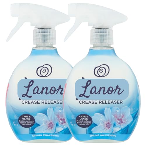 Lanor Crease Releaser Spring Awakening Spray 500mlx2 Fabric Freshener & Clothes De-Wrinkle Solution Easy Iron Alternative for Bedding, Curtains, Clothing & Upholstery Laundry Essential
