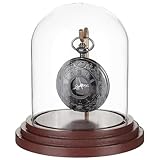 PH PandaHall Taschenuhr Schaukasten 10.7x11.5cm Kuppel Ausstellungsstück Glasglocke mit Braunem Holz Sockel und Metall Aufhänger Klare Vitrine für Taschenuhren Medaillen Sammlerstücke Pflanzen