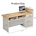 Modern Reception Desk Counter with Drawer & Open Shelves, Retail Checkout Counter with Display, Wooden Front Desk for Salon Restaurant Office, Cashier Cabinet, M