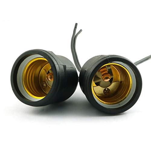 Zyamy 5Pcs Simple Screw Type E26 E27 Temporary Light Socket, Flame Retardant Waterproof Pigtail Lamp Sockets, Black #TOP4
