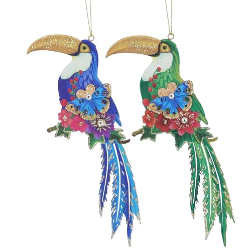 Gisela Graham Set of 2 Toucan Christmas Tree Decorations