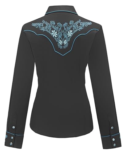 Women's Embroidered Western Cowboy Shirt Vintage Style Long Sleeve Button Down Shirt Premium Quality Snap Front Design S-3XL2