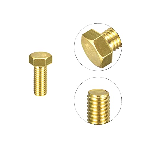 Image of uxcell Brass Hex Bolts, 1 /2-13x1-1 /4 2pcs Fully Thread Grade 4.8 Solid Brass Hexagon Head Bolt Machine Screws for Machinery