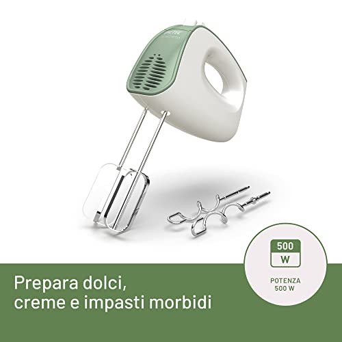 Imetec Sbattitore elettrico Crea&Crema, Fruste extralunghe, Ganci acciaio inox, 5 velocità, Funzione turbo, 500 W 1 Imetec Sbattitore elettrico Crea&Crema, Fruste extralunghe, Ganci acciaio inox, 5 velocità, Funzione turbo, 500 W