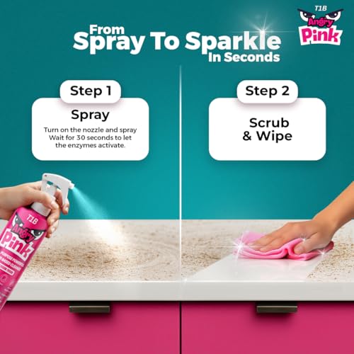 Image of T1B Kitchen-to-Septic Care Combo | Angry Pink Enzyme Multipurpose Cleaner Spray (400 ml) & Septic Tank Cleaning Powder | Removes Grease, Grime & Odour | Prevents Blockages