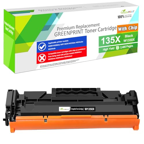 [CON Chip] Cartucho Tóner Compatible 135X W1350X Alto Capacidad 2400 Página para H P M207dw M209 M209d M209dw M234 M234d M234dw M234sdw M234sdn M235sdw, No funciona con H P + cuyo modelo termina en