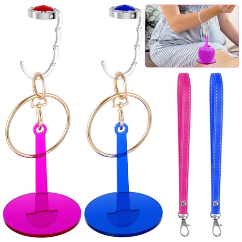 Image of 2 Pack Portable Wrist Yarn Holder, Crochet Holder,with 2 Replace Wrist Strap and MINI Screwdriver, Hanging Yarn Spinner for Crocheting and Knitting,Knitting Gift for Craft Lovers(Blue+Red)