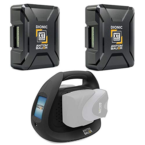 Anton Bauer 2 Pack Dionic XT90 99Wh Gold Mount Lithium-Ion Battery Performance Dual Charger, 2 Position Simultaneous Fast Charging
