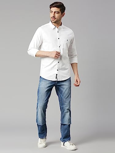Image of Thomas Scott Men Premium Slim Fit Solid Cotton Twill Full Sleeve Shirt
