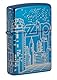 Zippo Sturmfeuerzeug - Skyscraper, High Polish Blue, Laser 360° - Nachfüllbar - Wiederverwendbar - Windfestes Design - Geschenkbox - Made in USA