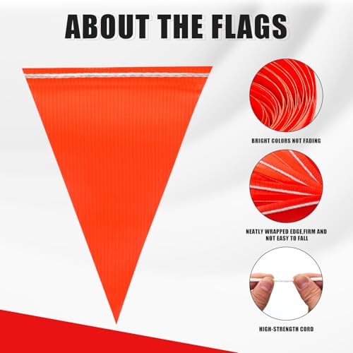 Safety Warning [Enhanced Density] Pennant Banner Flag Sign – 105FT OSHA High Visibility,11 * 7 Inches Colored Triangle Signs for Construction Zones, Roadwork, and Hazard Areas(ORANGE,80PCS,105FT) by WENDFLGY - Image 6
