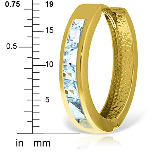 Galaxy Gold Gg 14K Solid Yellow Gold Hoop Huggie Earring With Natural Aquamarines #TOP1
