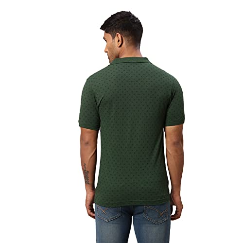 Image of Raymond Men's Pure Cotton Print Pattern Modern Fit Polo Collar Polo Neck Half Sleeve Casual T-Shirt