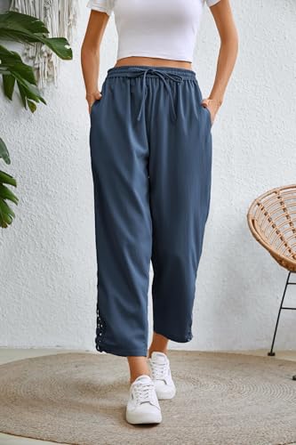 Image of Women Fashion 2026 Casual Elastic Waist Pants with Pockets
