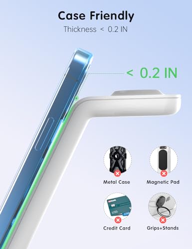 JoyGeek Estação de carregamento sem fio, carregador sem fio para iPhone, estação de carregamento 3 e