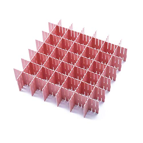 JSF Separador Cajones Ropa, Plástico Divisor de Cajón Adaptable para la Ropa Interior Calcetines o Suministros de Oficina, 12 Unids Rejilla Ajustable Organizador de Cajones (Rosa)