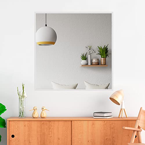 Espelho Quadrado 70x70 cm Grande Moldura Caixa Decoração Parede (Branco)