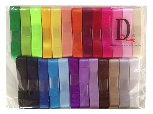 Duoqu 25 Colors 50 Yards (25X2Yd) 1/4" Single Face Solid Satin Ribbon Multicolour Valued Packing #TOP2
