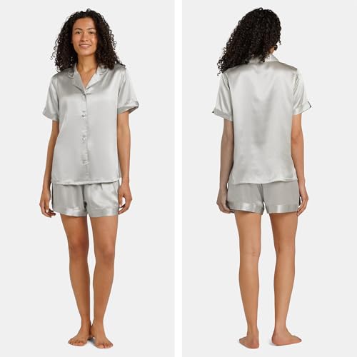 Image of Fishers Finery Women's 100% Mulberry Silk Short Pajama Set; Short Sleeve