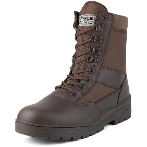 Savage Island Brown Army Leather Combat Boots Cover