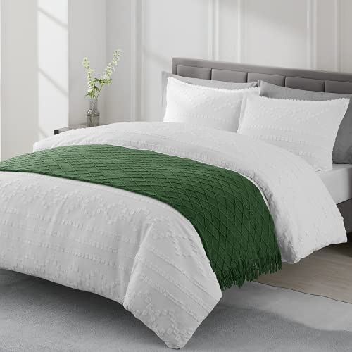 BOURINA Green Throw Blanket 50 x90 Inches Throw Textured Solid Soft Sofa Throw Bed Runner Couch Cover Knitted Decorative Blanket Bed Runner