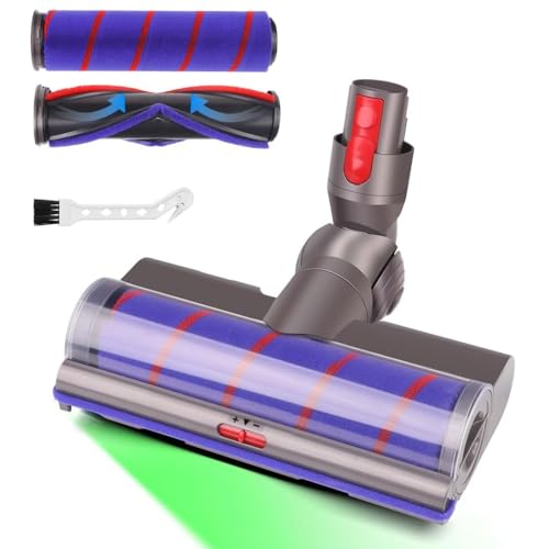 Laymi Bürste für Dyson V7 V8 V10 V11 V15 Staubsauger mit LED Lichtern für Teppich und Hartböden glattere Räder V-förmige Turbo-Borstenwalze und weiche Rolle Leichter Ausbau und Einbau