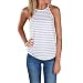 WLLW Women Crew Neck Sleeveless Floral Print Shirt Tops Tee Tanks Camis (US S, Stripe)