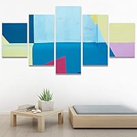 SIGNWIN 5 Panel Canvas Wall Art Modern Art Abstract Closeup Geometric Lights Mixed Media Modern Multicolor for Home Decorations Ready to Hang - 60