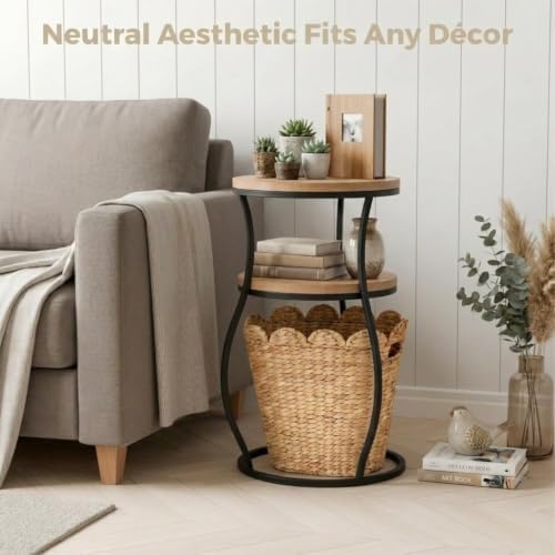 AFFDEUP Scalloped Wicker Trash Can, 4 Gallon Oval Small Scalloped Trash Can for Narrow Space, Handwoven Water Hyacinth Waste Basket, Boho Trash can for Bathroom, Bedroom & Office - 5