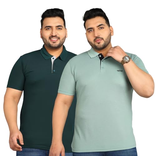 Image of INKKR Plus Size Men's Regular Fit Solid Polo Tshirt