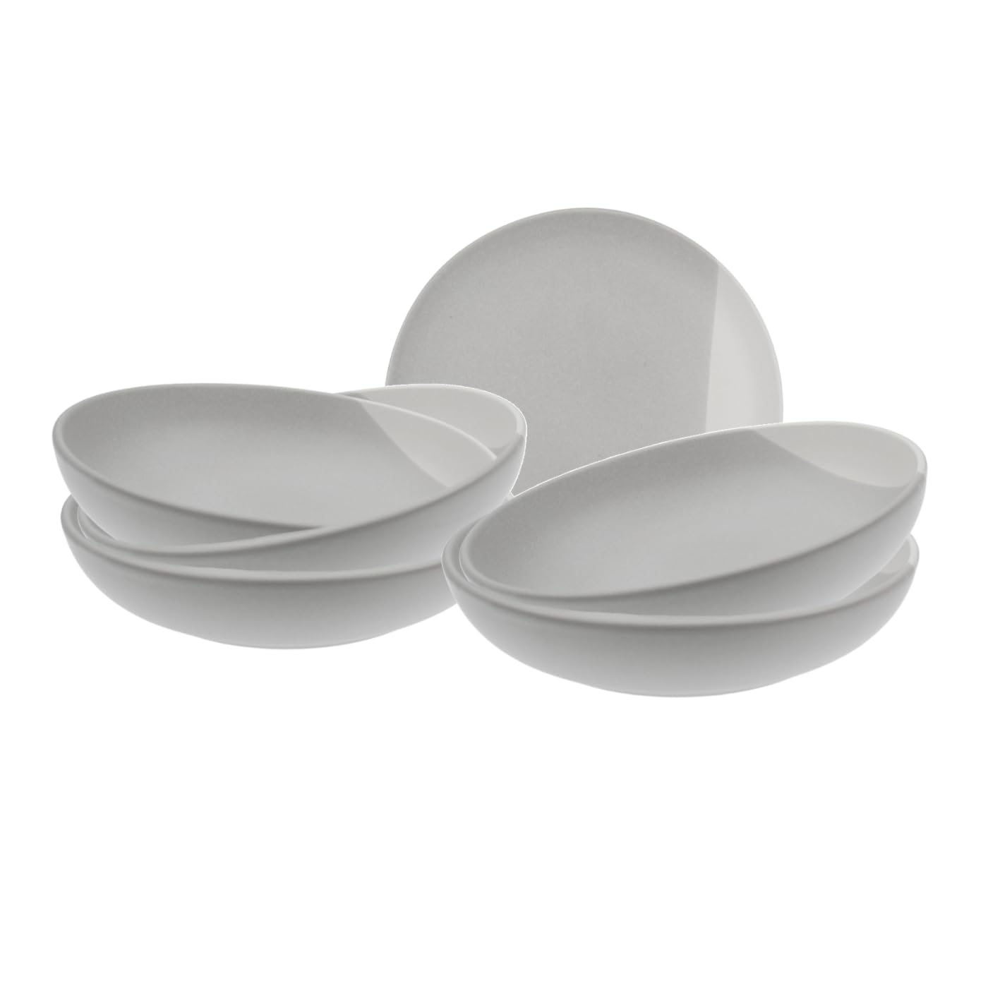 Lot de 6 Assiettes Creuses Ø22 cm en Céramique, Finition Veloutée, Tons Gris et Blanc, Pour Soupes et Plats en Sauce