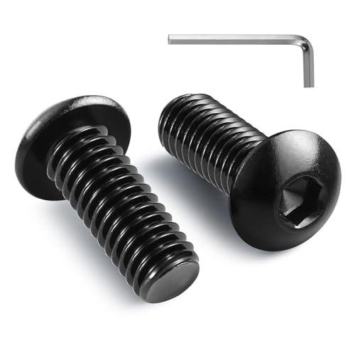 Image of 1 /4-20 x 3 /4 Inch Button Head Socket Cap Bolts Screws,304 Stainless Steel 18-8,Fully Threaded,Black Zinc Plated,with Hex Spanner(100Pcs)