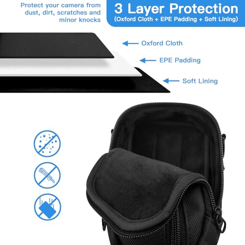 Caszlution CAM-BAG-CANONG7X-BK Travel Case For Digital Camera, Small Camera Storage Bag(Fit Camera Size<5.3"X3.1"X2.1") With Belt Loop And Strap Compatible thumb #4