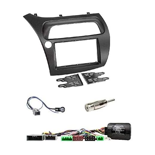 Set: Doppel 2-DIN Radio Blende + Multilead Lenkradadapter + Antennenadapter für Honda Civic VIII (FK1/FK2/FK3) ab 01/2006-02/2012v Type S (FN1/FN3/FN4) 05/2007-02/2012