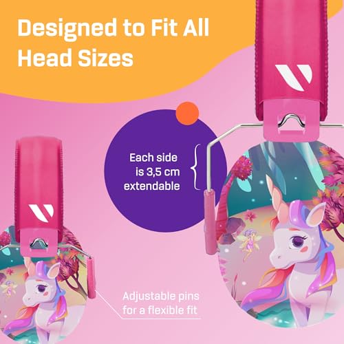 Vanderfields Premium Hearing Protection Ear Defenders - Broad Spectrum Sound Reduction 34.4dB at 2K Hz Noise Cancelling - Headset Safety Noise Cancellation - Headphones Kids 3-12 - Unicorn Fantasy - Image 6