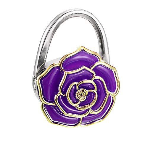 sourcing map Pliable Pochette Crochet - 2.64'x1.89'(LxW) Métal Portable Sac à Main Cintre Support pour Table Sac Stockage Pliant ornementation, Violet